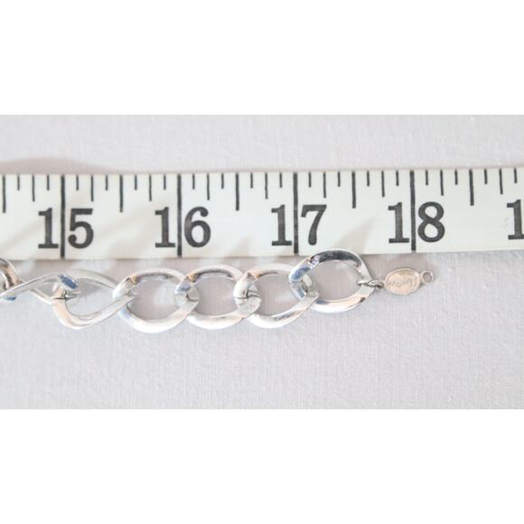 Napier Choker Necklace Silver Tone Big Curb Links With Abstract Pendant - Picture 7 of 9